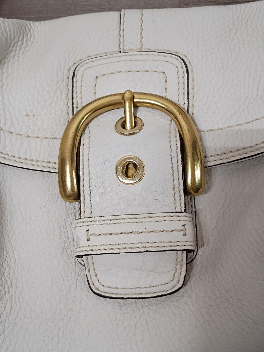 Coach Vintage Y2K Classic White Brown Pebbled Leather Soho Shoulder Handbag - Picture 4 of 8